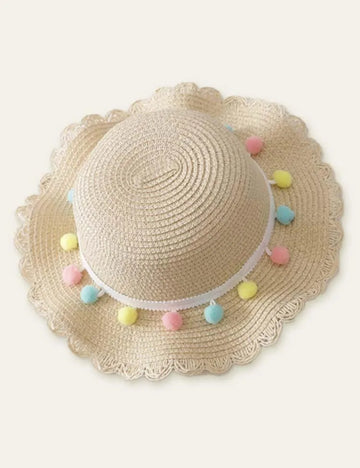 Color Fur Ball Vacation Straw Hat - Mini Taylor